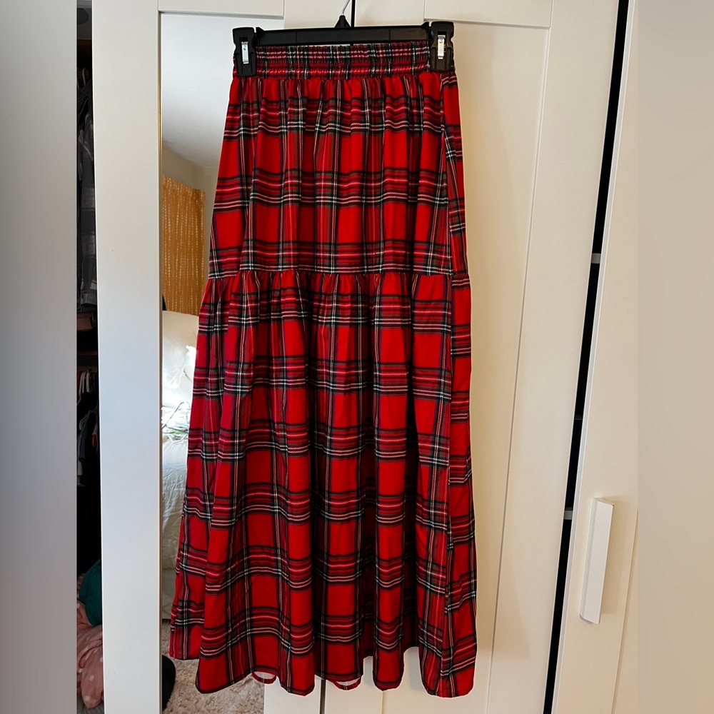 SHEIN Red Plaid Skirt